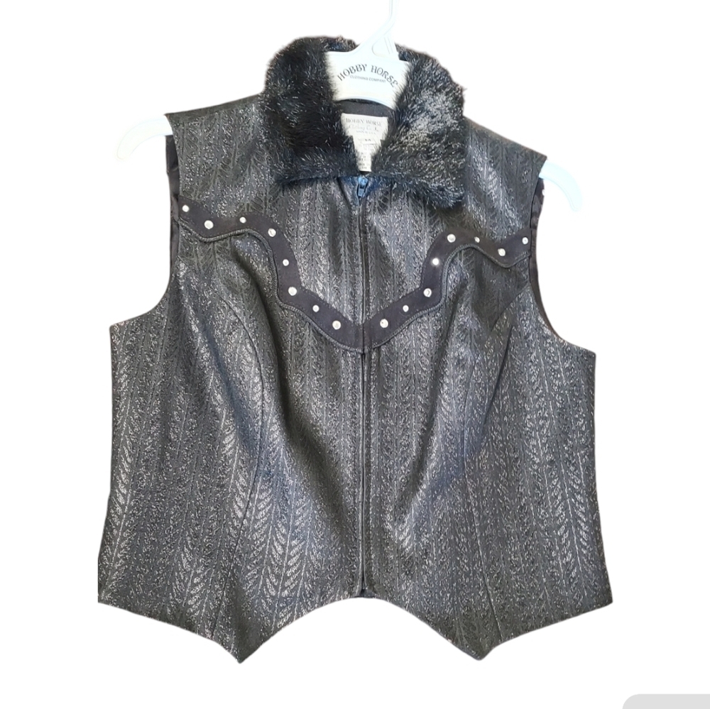 Black Nwt Vintage Hobby Horse zip up vest size medium